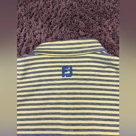 FootJoy Performance Polo Shirt Men XXL 2XL Green Blue Striped Stretch Wicking - Picture 5 of 7